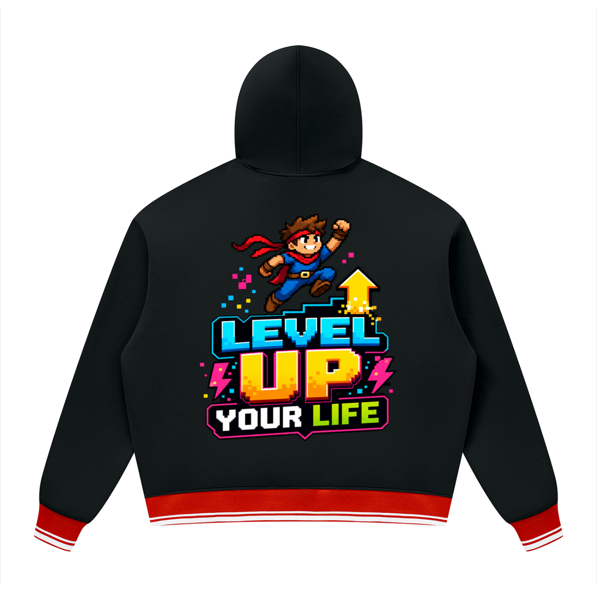 Classic Color Block Graphic Hoodie – Oversized Heavyweight Fleece