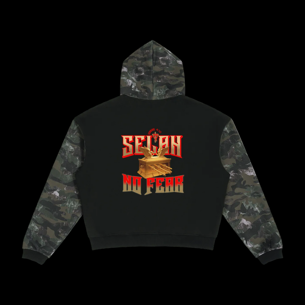 Unisex Colorblock Camo Full Zip Boxy Hoodie