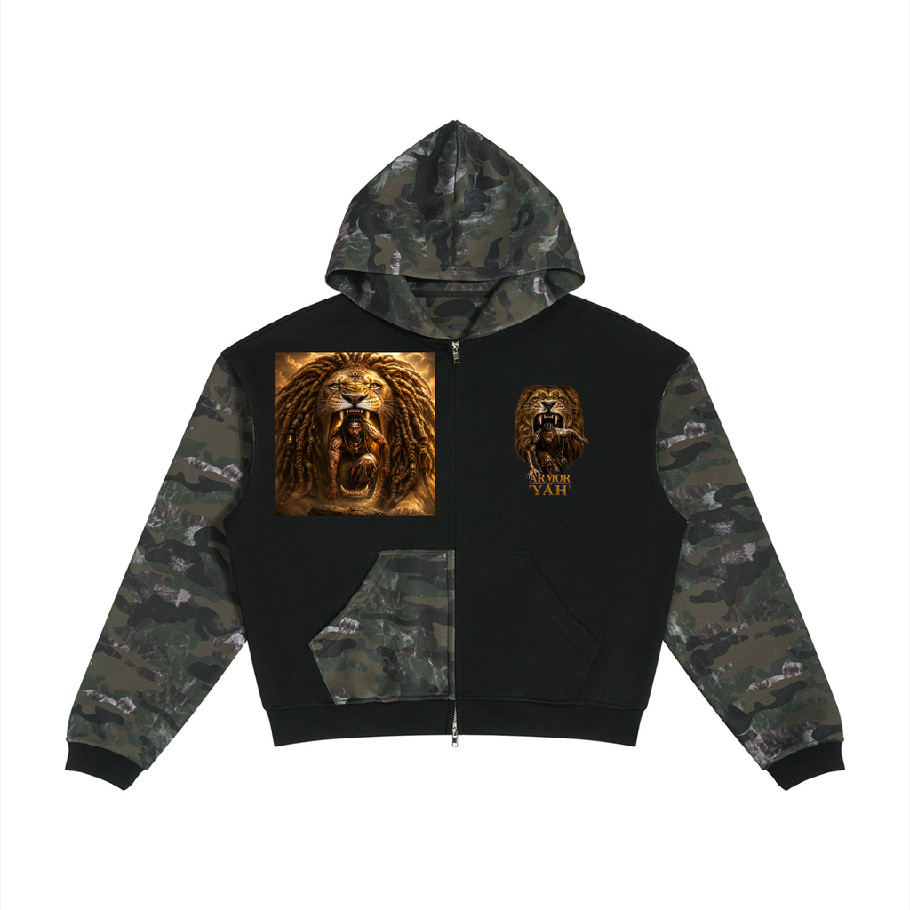 Custom Made Divine Frequency Camo Color block Zip Hoodie