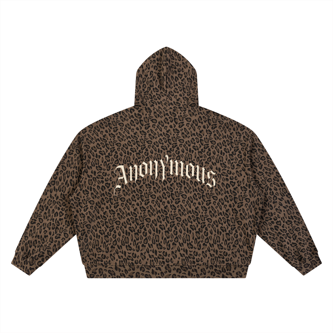 Unisex Leopard Print Waffle Full Zip Hoodie