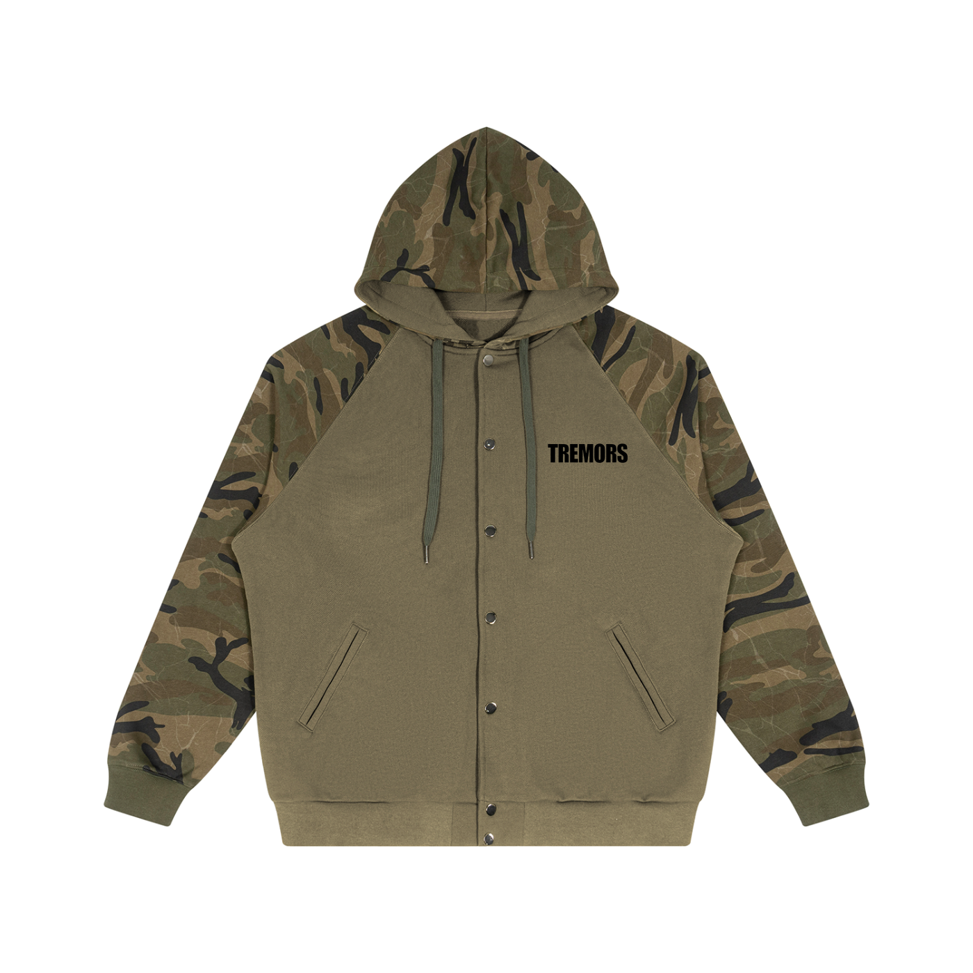 Unisex Camo-Splice Raglan Zip Hoodie