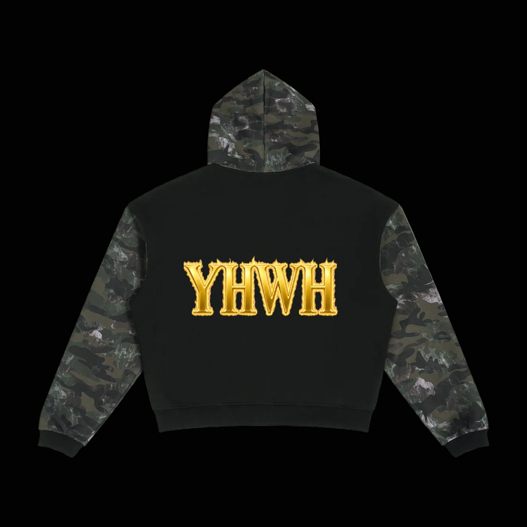 Custom Made Divine Frequency Camo Color block Zip Hoodie