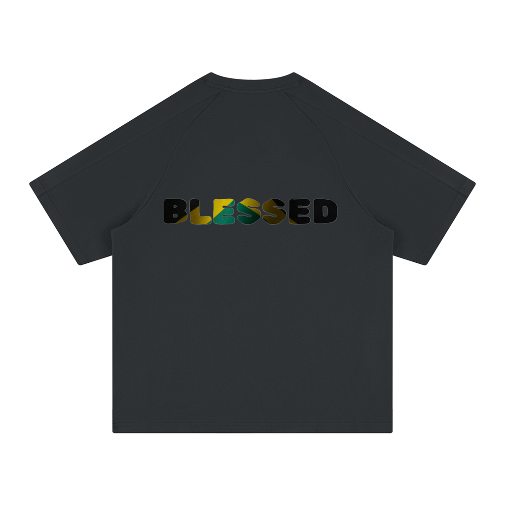 Blessed & Stressed Vintage Jamaican Vibe Graphic Tee | Reggae Streetwear Raglan Shirt