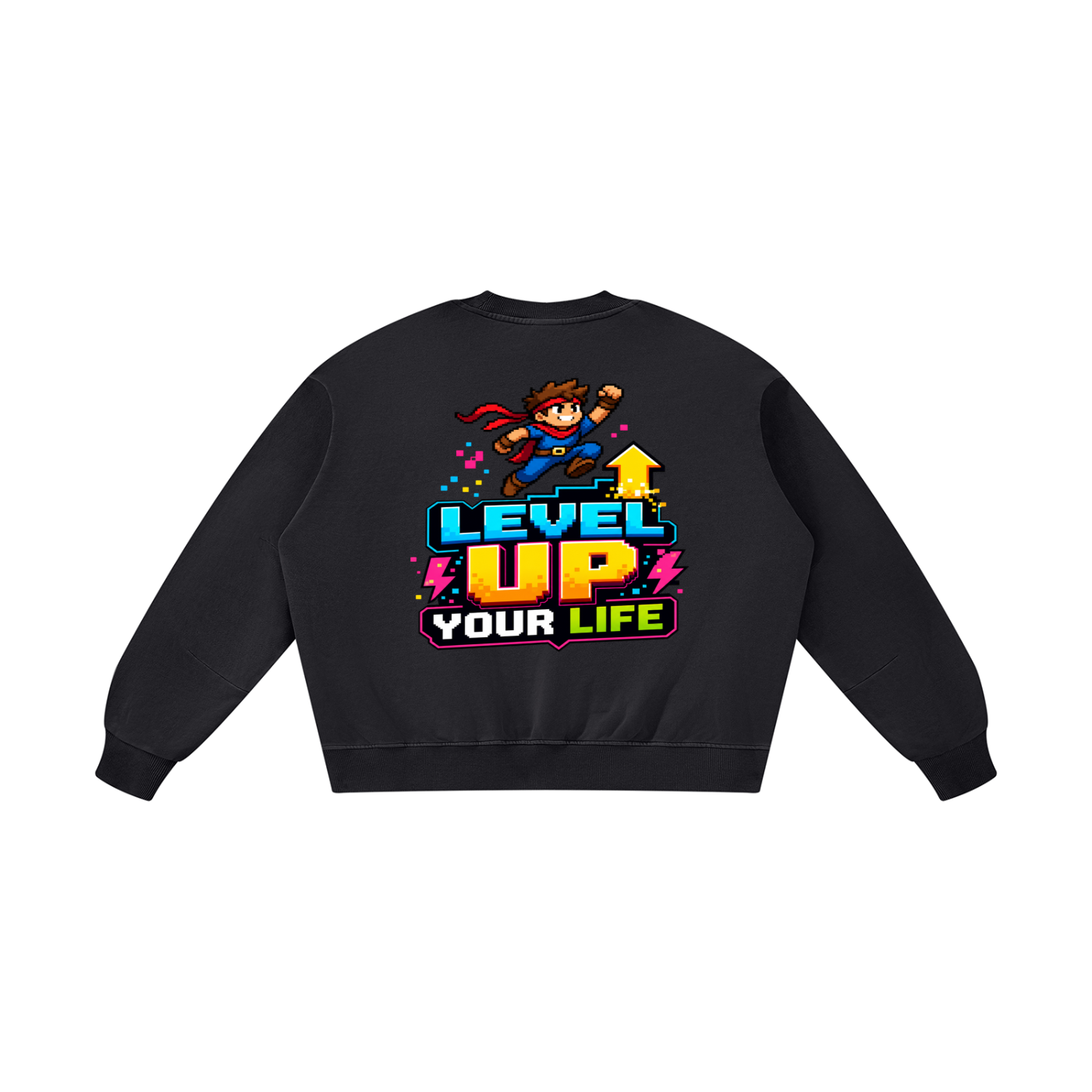 Vintage Washed Crewneck Sweatshirt | Oversized Retro Pullover & Heavyweight Graphic Fleece