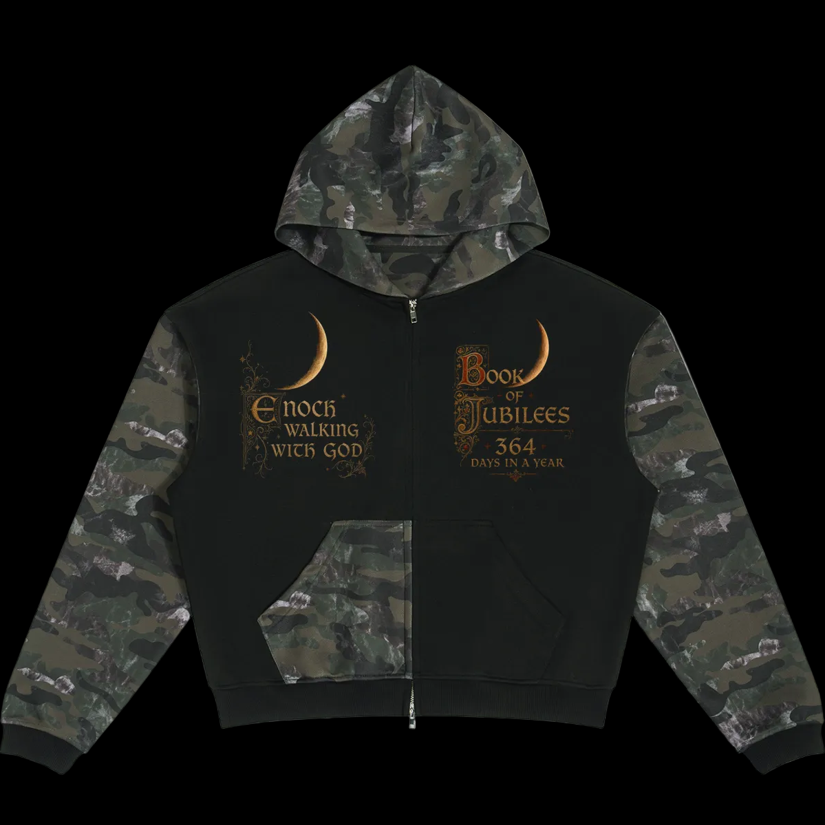 Unisex Colorblock Camo Full Zip Boxy Hoodie