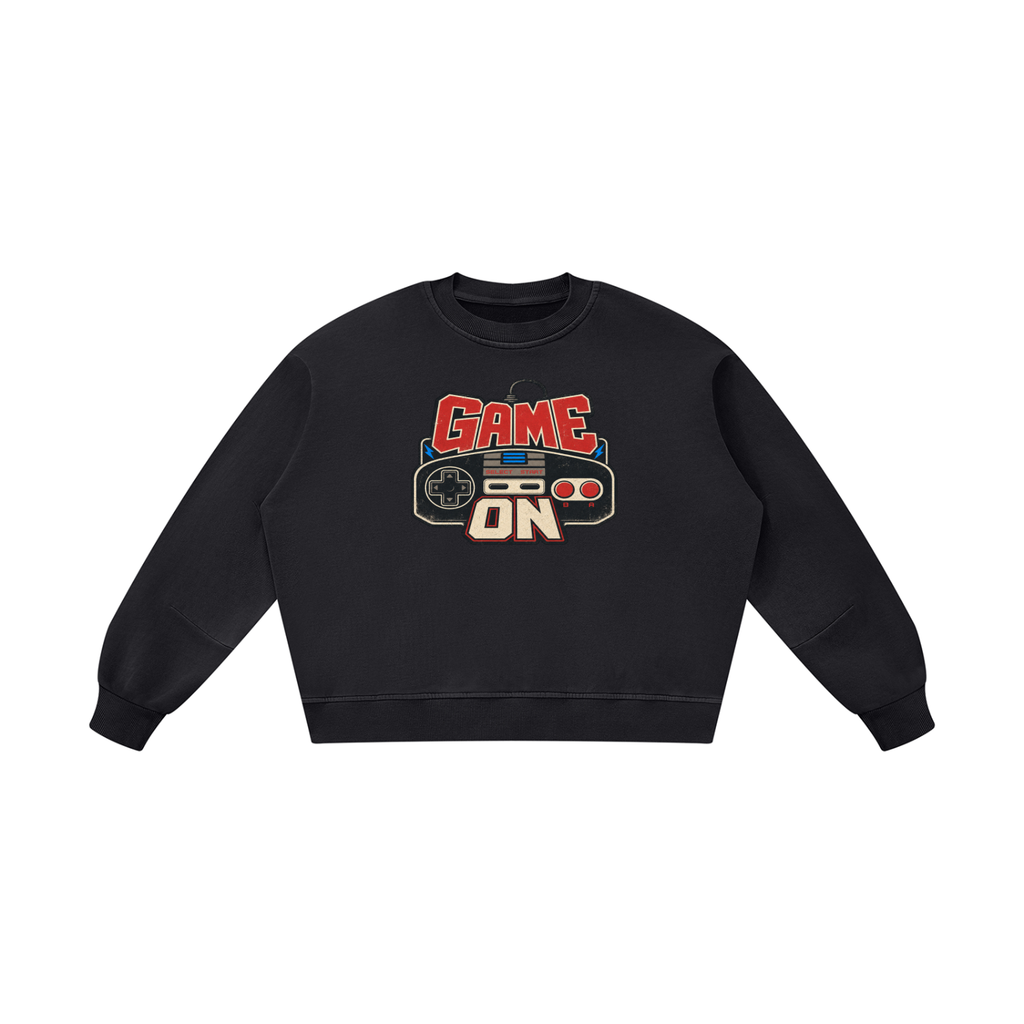 Vintage Washed Crewneck Sweatshirt | Oversized Retro Pullover & Heavyweight Graphic Fleece
